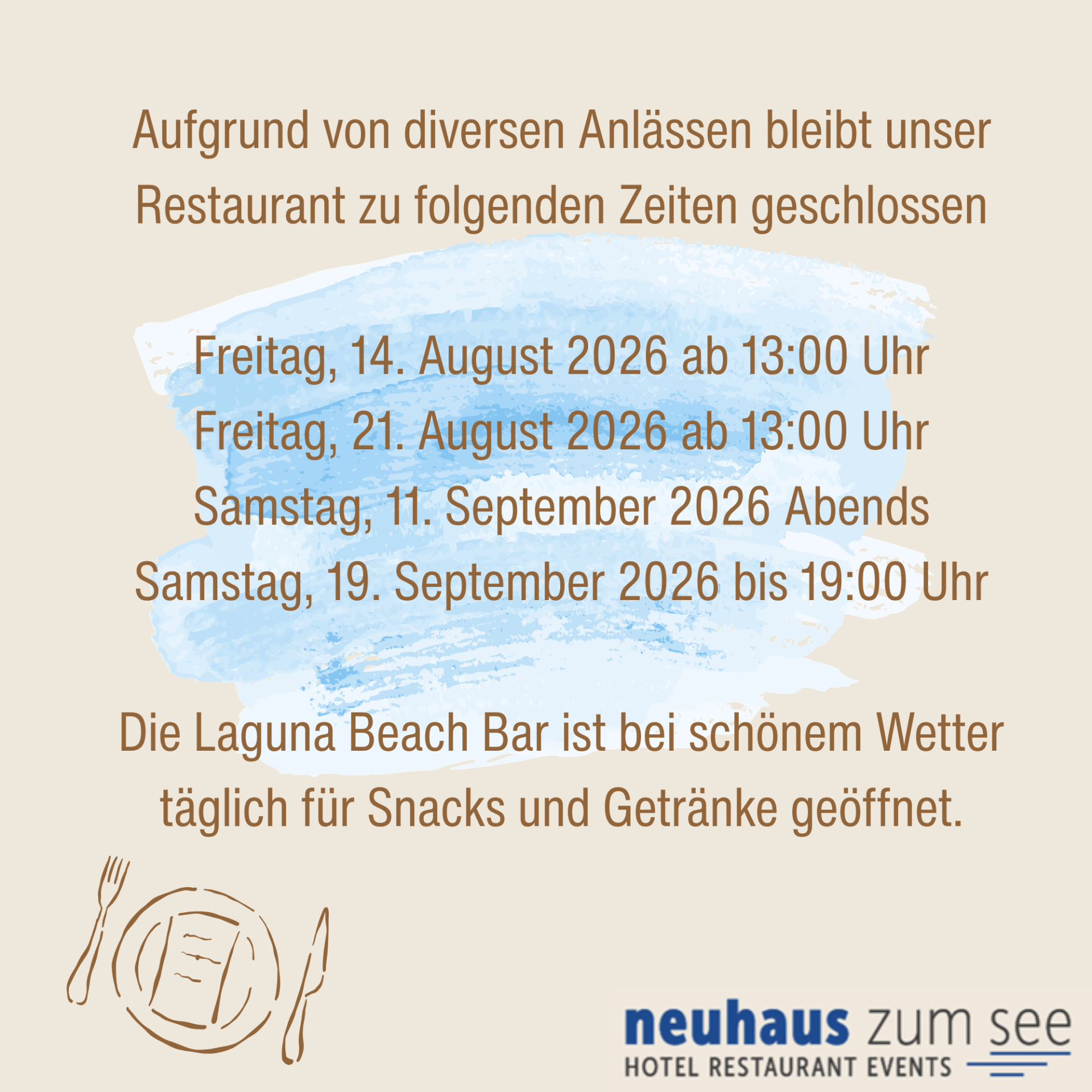 Ausgebuchte Daten Restaurant